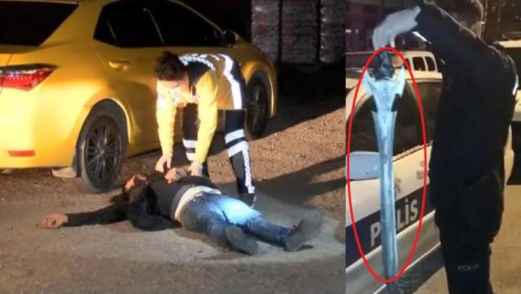 İstanbulda bir kişi taksi durağındaki müşterilere kılıçla saldırdı