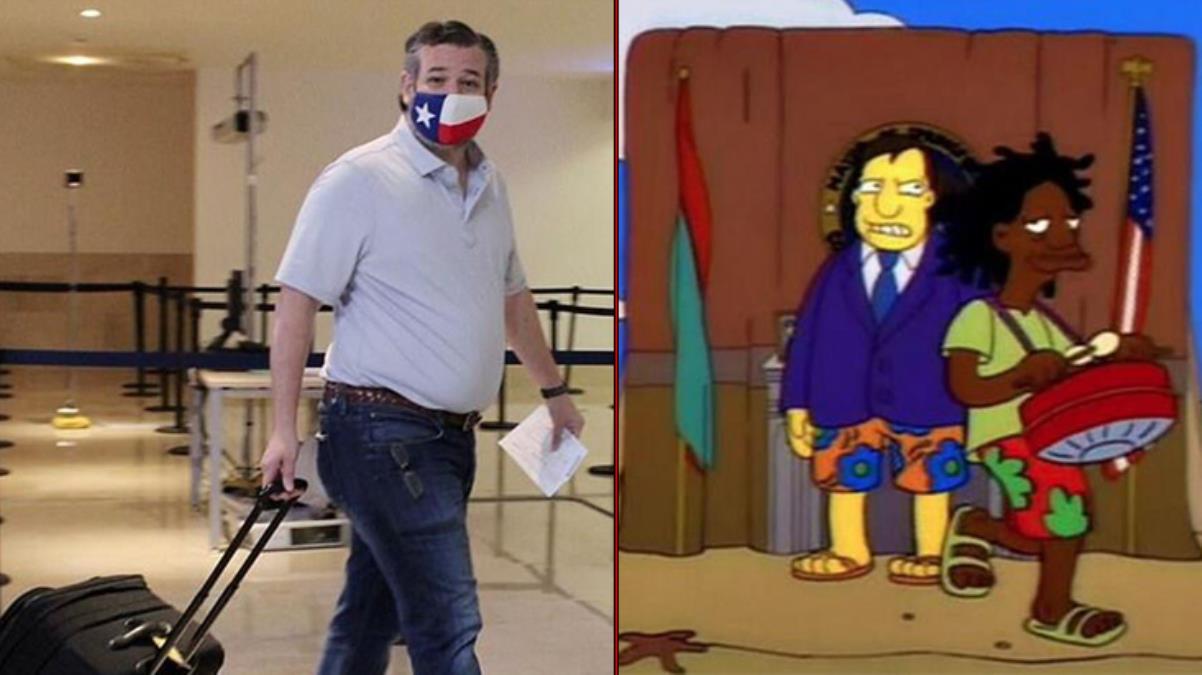 Simpsonlar yine bildi! Teksas senatörünün felaketi yaşayan şehri bırakıp tatile gitmesini 1993’te öngörmüşler