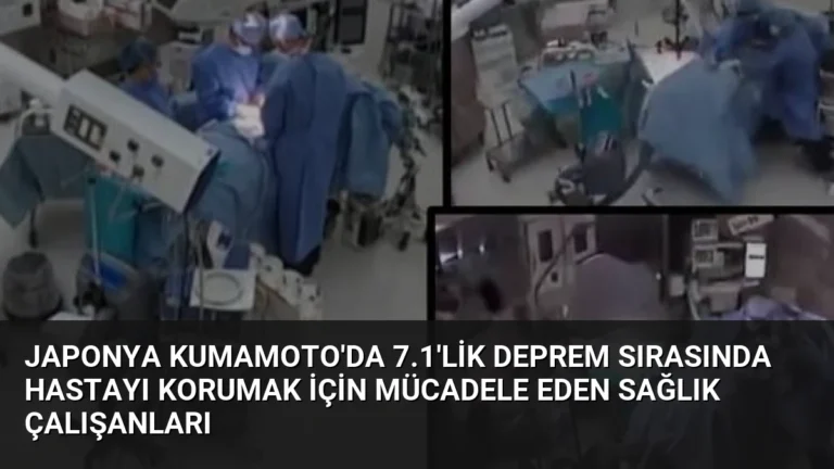 Japonya Kumamoto’da 7.1’lik Deprem Sırasında Hastayı Korumak İçin Mücadele Eden Sağlık Çalışanları